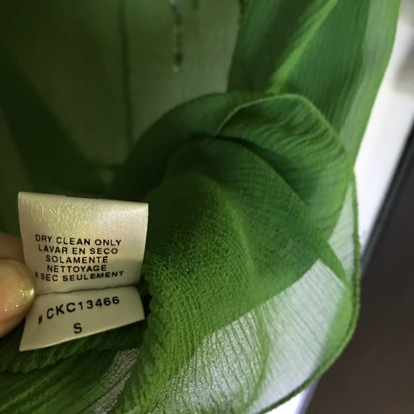 BCBG Sheer Green Sequin Boho Top - Picture 7 of 8